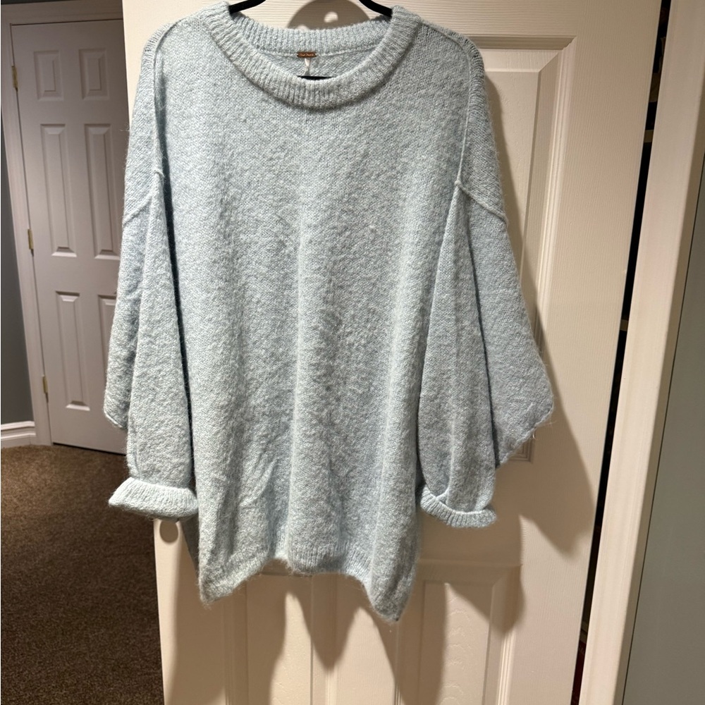 Free People Soft Blue Crew Neck Sweater